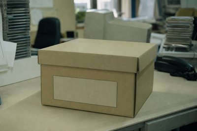Versiegelter Archivkarton auf Amtstisch